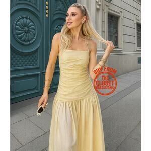 ZARA Blogger Fave Ruched Taupe Midi Dress NWT 🤎